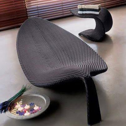 Dedon Furniture Outdoor Leaf Chair and Side Table